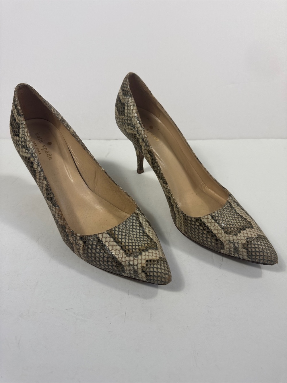 kate spade Snake-Print Pointed Toe Pumps - Neutral Brown Sz 8.5